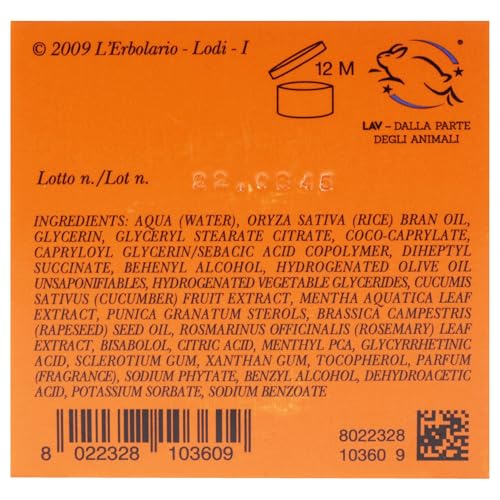 L'Erbolario Rinfresca Sole Refreshing After-Sun Cream - Light Texture - With Extracts Of Water Mint And Cucumber - Protective And Emollient Properties - Skin Is Left Nourished And Refreshed - 6.7 Oz