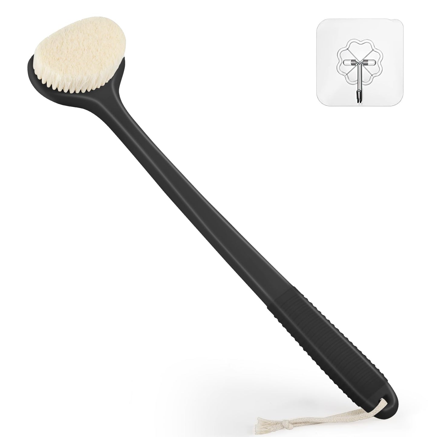 VANZAVANZU Back Scrubber for Shower, Bath Brush with 17-Inch Long Anti-Slip Handle, Wet and Dry Brushing Body Brush for Body Cleansing, Back Brush for Men and Women (Blue)
