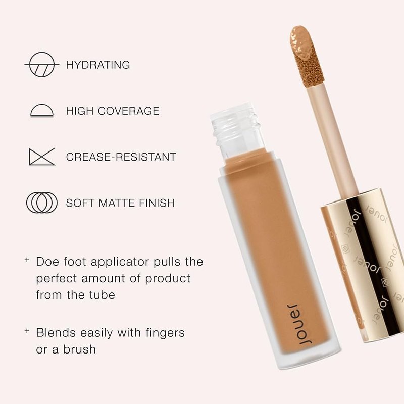 Jouer Essential High Coverage Liquid Concealer - Brightening Under Eye & Spot Corrector - Soft Matte Finish, Macadamia