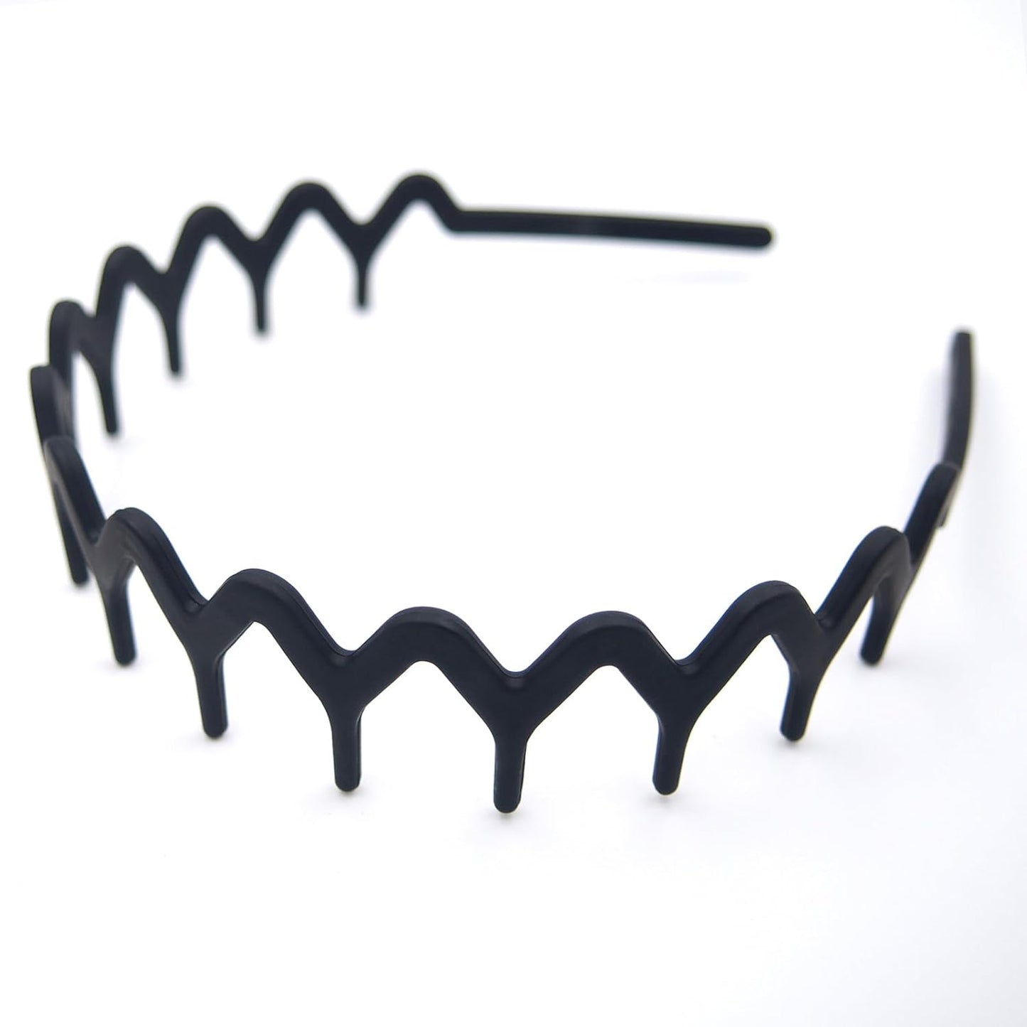 Zig Zag Headbands for Women & Men - Non-Slip Wavy Hair Accessories | 2pcs Matte Black