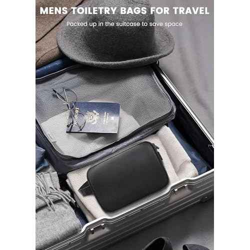 Toiletry Bag for Men, Travel Toiletry Organizer Hanging Dopp Kit, Water-Resistant Shaving Bag for Traveling Toiletries Accessories, Waterproof Mens Toiletry Travel Bag with 11 Compartments, Metal Hook