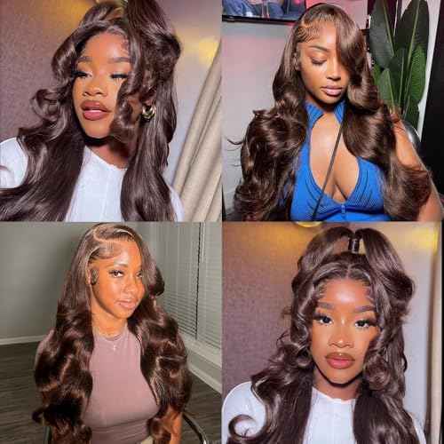 ALLRUN Brown Body Wave Bundles Human Hair 14 16 18 Inch Chocolate Brown Human Hair Bundles 12A 100% Unprocessed Remy Brazilian Virgin Hair Body Wave Human Hair Extension Color 4# Reddish Color