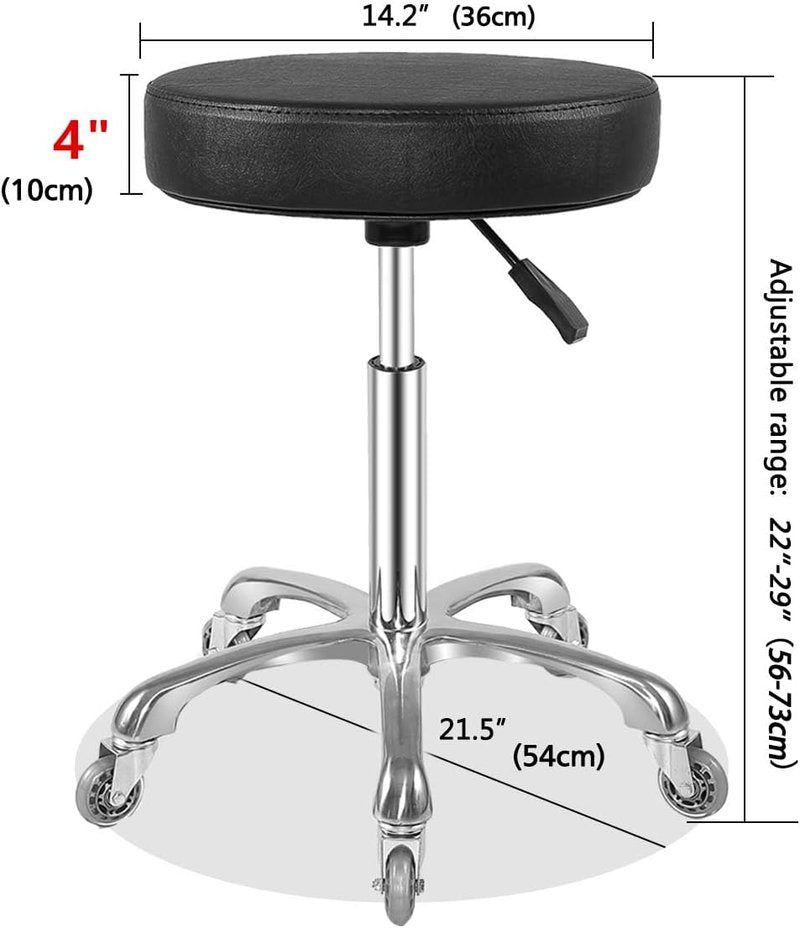 Ainilaily Rolling Stool - Heavy Duty Hydraulic Massage Chair with Wheels | Adjustable Black Swivel Design
