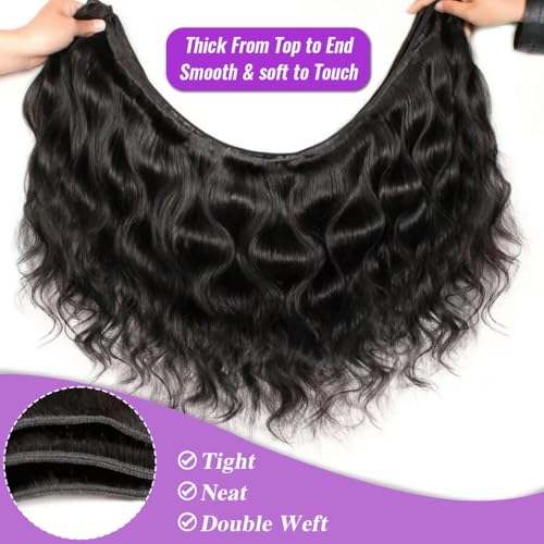 12A Human Hair Bundles Body Wave Bundles Human Hair 18 20 22 Inch 100% Unprocessed Brazilian Virgin Hair Body Wave 3 Bundles Deals Real Human Hair Extensions For Women Natural Black Color