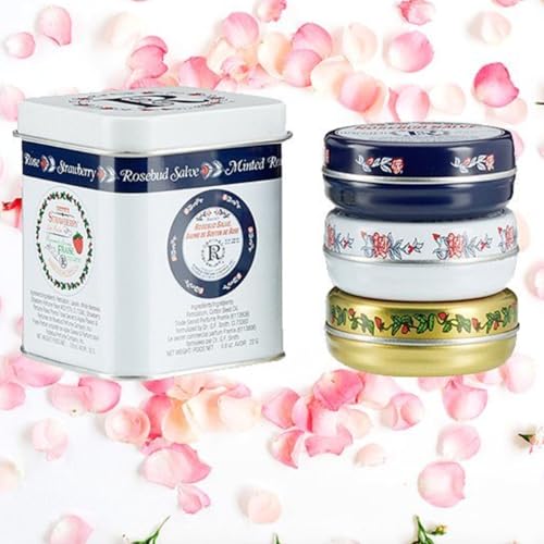 Rose bud Salve - Collectors Lavish Layers 3x Set & 3x Rosebud Trio Lip Balm - Original Salve, Minted Rose, Strawberry Lip Balm & Trio Lip Gloss Tubes - Christmas Gift Set with Ebook