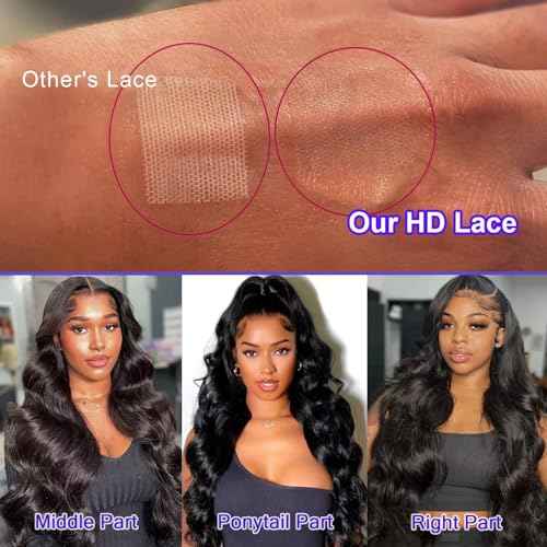 13x6 Body Wave Lace Front Wigs Human Hair Pre Plucked 200% Density HD Transparent Lace Frontal Wigs Human Hair For Women 24 Inch