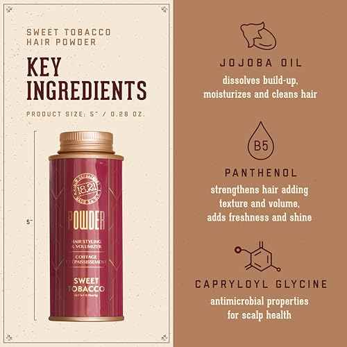 18.21 Man Made Hair Styling Grooming Cream, Hair Gel & Powder for Men, Adds Volume, Texture, and Absorbs Oil with a Matte Finish, Flexible Hold, and Bold Sweet Tobacco Scent