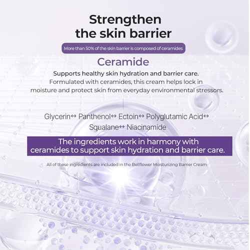 hwarang' Bellflower Moisturizing Barrier Cream | Daily Face Moisturizer for Dry to Combo Skin | Ceramides, Panthenol, Ectoin & Guaiazulene | Hydrating Korean Skincare | 2.7 Fl Oz