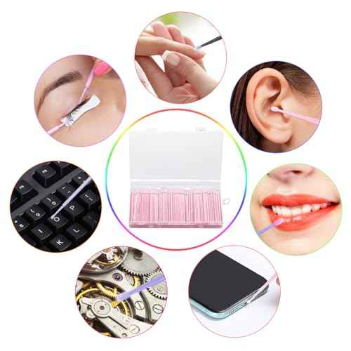 300pcs Disposable Micro Applicators brushes,JASSINS Eyelash Extensions Microfiber Wands Applicator Brush,False Eyelashes Brush Clean Mascara swabs(2.0 mm With Container) (MIXED COLOR)
