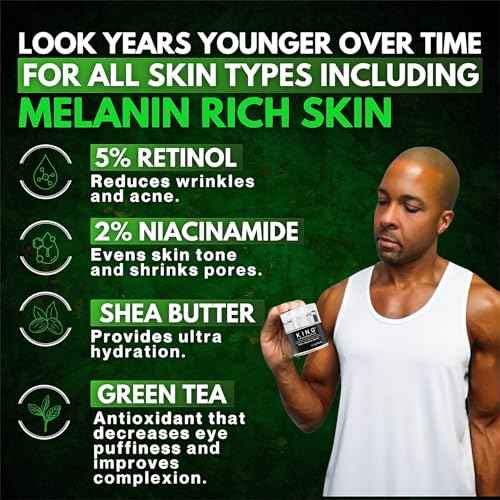 Black Mens Organic Anti Aging Face Cream - Premium - Lightweight - Non Greasy - Easy Pump Jar - Won't Irritate - All Skin Types - Black Owned - Mens Face Moisturizer (1.7 oz)