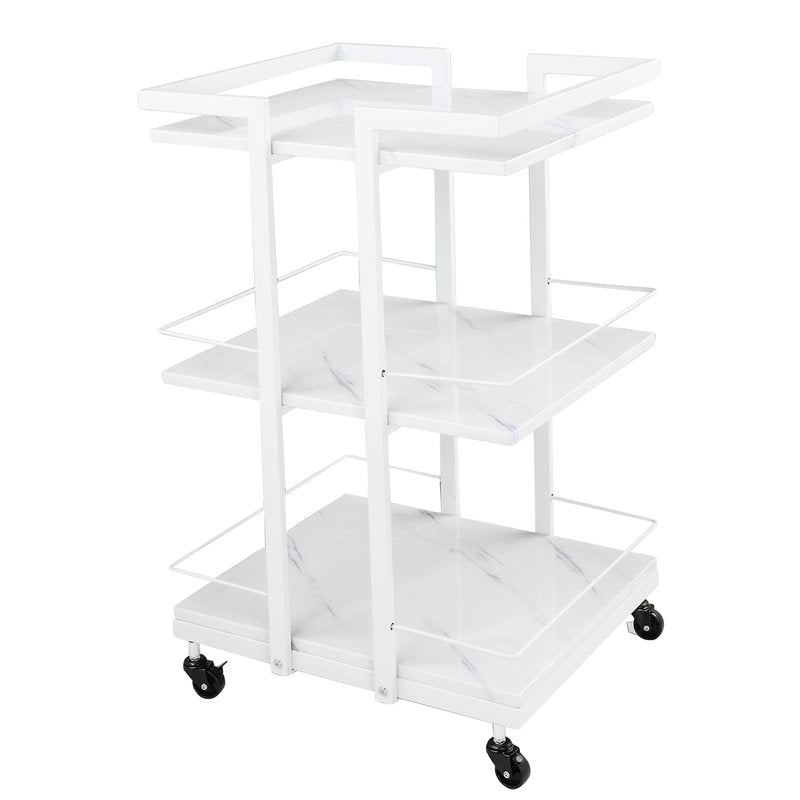 Esthetician Cart with Wheels Salon Rolling Trolley, Mobile Storage Organizer for Beauty Spa Cosmetology Massage, Tattoo Manicure Facial Tool Holder Station, White