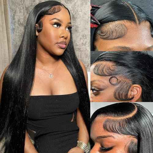 26 Inch 13x6 Lace Front Human Hair Wigs 180 Density Pre Plucked Straight HD Lace Wigs Human Hair 13x6 Straight Lace Frontal Wigs Human Hair Wigs for Women Glueless Wig