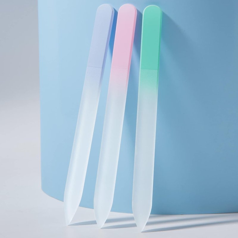 Glass Nail File Set - Professional Crystal Fingernail Files with Case | 3-Pack for Natural Nails, Perfect Christmas Gifts