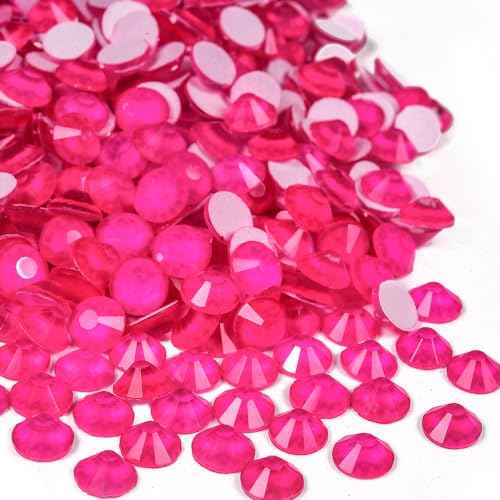 Blinginbox Flatback Glass Rhinestones,Neon Gems 1440pcs Non Hotfix Crystal Rhinestones for Nail Crafts Clothes Tumblers Face Makeup,Rose Neon,SS20