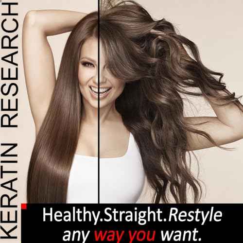 KERATIN RESEARCH Brazilian Keratin Hair Treatment Straightening Complex Blowout LONG Lasting Organic Natural Results with Argan Oil Keratina Brasilera (10oz+4)