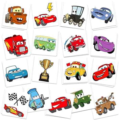 Cars Birthday Party Supplies, 34Pcs Temporary Tattoos Party Gifts, Removable Fake Tattoo Stickers for Goody Bag Treat Bag Stuff for Cars Birthday Decorations
