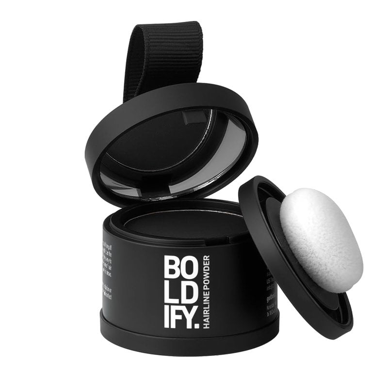 BOLDIFY Hairline Powder - Water-Resistant Root Touch Up Hair Color for Gray Coverage - 24-Hour Stain-Proof, Mess-Free Hair Powder for Thinning Hair - Black