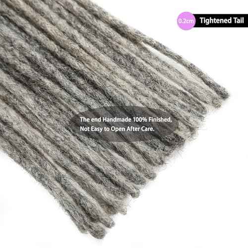 Loc Extensions Human Hair 100% Black and Gray 0.2cm 10inch 30 strands Salt and Pepper Grey & Black Handmade Dreadlock Extensions