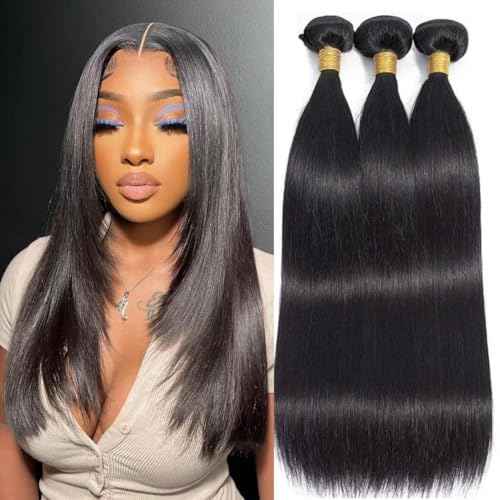 Straight Bundles Human Hair 22 24 26 Inch 300g/pack 12A Brazilian 3 3Bundles for Women Double Weft Black Color