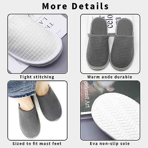 Disposable Slippers for Guests, 8 Pairs Coral Fleece Non Slip Hotel Slippers, Unisex, Washable Reusable for Hotel, Guest, Travel, Bride, Women