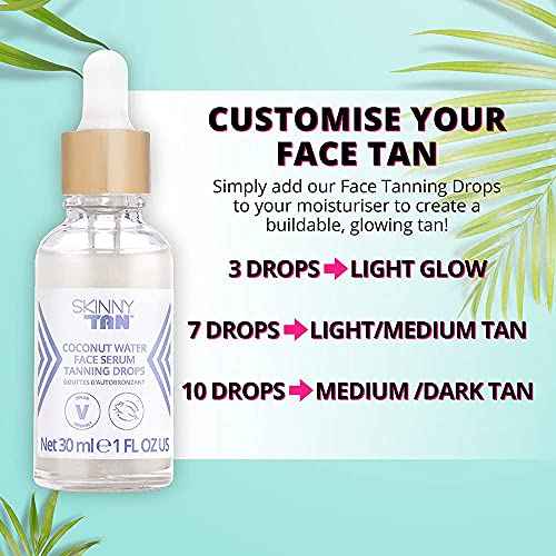 Skinny Tan Coconut Water Self Tanning Kit | 30ml Face Serum Tanning Drops | 5.07 Oz. Hydating Tanning Mist | Moisturizing Natural Glow Help Reduce Fine Lines & Wrinkles | Customize Your Complexion