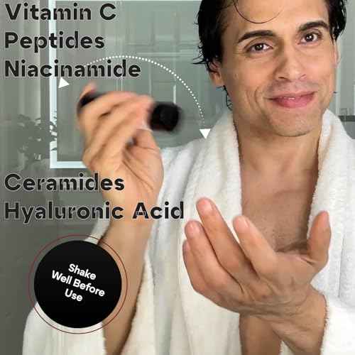 Titan MAX Anti-Aging Peptides Serum for Face ? Ultra Potency Mens Peptide Serum Moisturizer ? Mens Skin Care ? Men, Dark Spots, Wrinkles, Fine Lines ? Peptides, 10% Niacinamide, HA ?Unscented