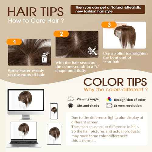12 Inches 100% Human Hair Toppers for Women Pure White Hair Topper, Clip-In Hair Pieces for Thin Hair, Adds Volume,360¡Æ3D Covers Bald Spots£¨12#1001£©