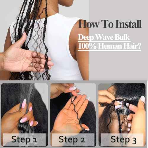 Human Braiding Hair For Braids 24 Inch 100g/2Bundles Deep Wave Bulk Human Hair For Braiding Wet And Wavy Human Hair Extensions For Braids 12A No Weft Bulk Human Hair Honey Blonde
