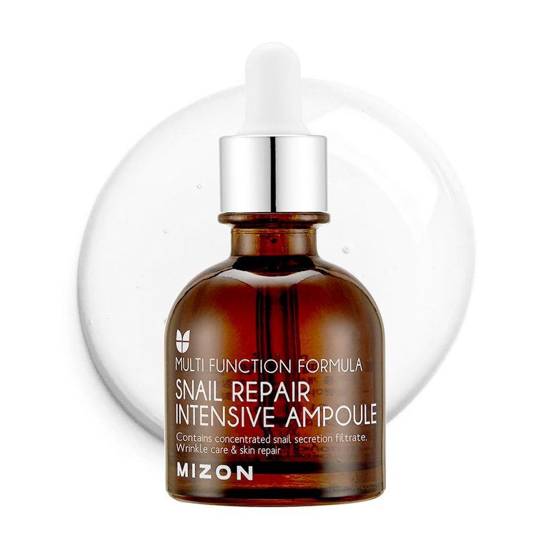 MIZON Snail Mucin Repair Ampoule Korean Snail Serum with Hyaluronic Acid Peptides & Vitamin E Hydrating Snail Skincare for Elasticity & Glass Skin Look (1.01 fl oz)