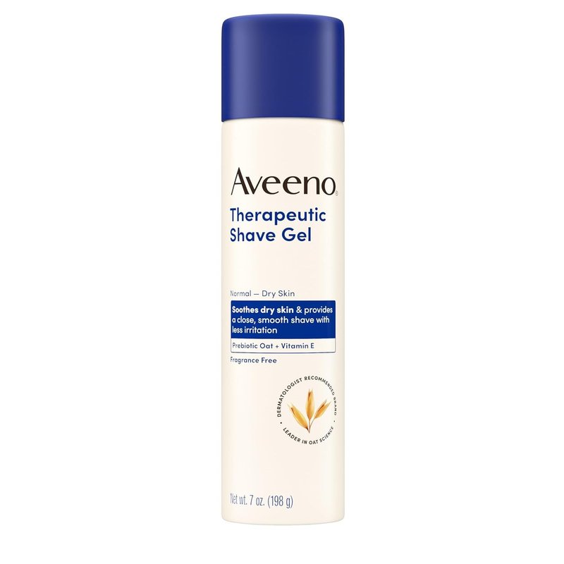 Aveeno Therapeutic Shave Gel with Oat and Vitamin E to Help Prevent Razor Bumps and Soothe Dry and Sensitive Skin, No Added Fragrances and Non-Comedogenic, 7 oz (Pack of 6)