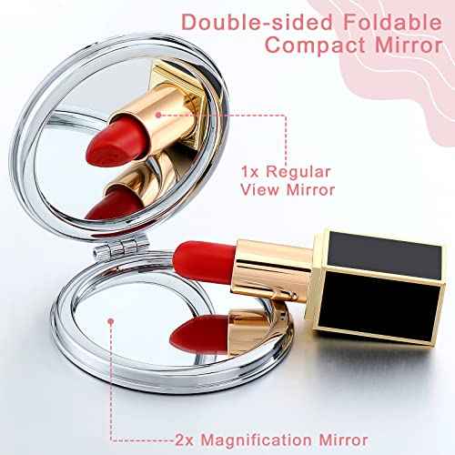 Berlune 10 Pcs Mandala Pocket Mirror Mini Travel Compact Makeup Mirrors Purses Accessories Hand Folding Beauty Mandala Designs Cosmetic Mirror Double-Sided 2 x Magnifying Supply for Girls Women