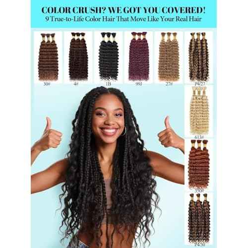 12A #27 Honey Blonde Human Braiding Hair for Boho Braids 3 Bundles 24 Inch 100g Deep Wave Braiding Hair for Bohemian Knotless Braids 100% Unprocessed Virgin Bulk Hair Extensions No Weft