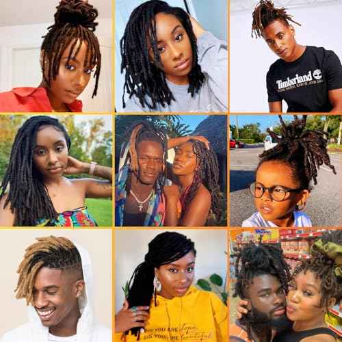 Micro Loc Extensions Human Hair 0.2 cm 14 Inch 30 Strands Dreadlock Extensions Human Hair Loc Extensions Dreads Extensions for Men Women Real Human Hair Locs 1B Natural Black Handmade Permanent Locs