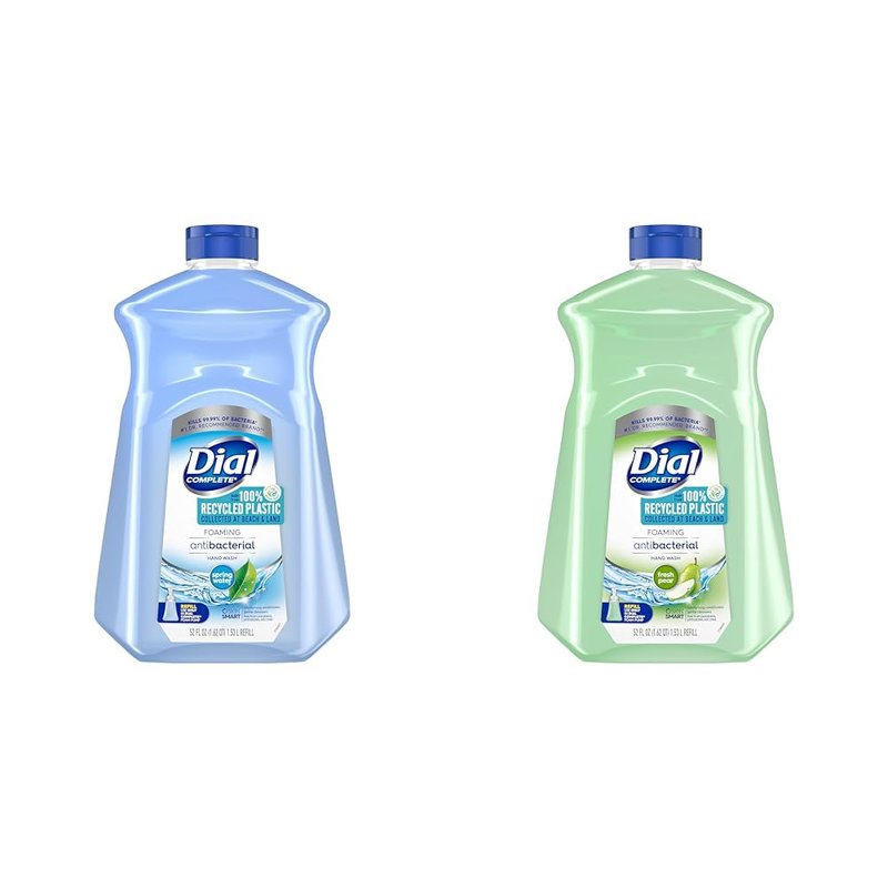 Dial Complete Antibacterial Foaming Hand Soap Refill - Spring Water & Fresh Pear, 52 fl oz | Gentle & Effective Cleanliness