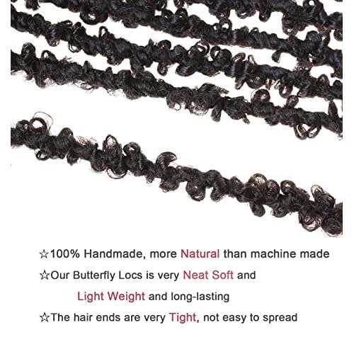 Leeven 24 Inch Butterfly Locs Crochet Hair 6 Packs Distressed Faux Locs Crcoeht Hair 1B# Pre-twsied Synthetic Fluffy Goddess Butterfly Soft Locs Crochet Braids Hair Extensions