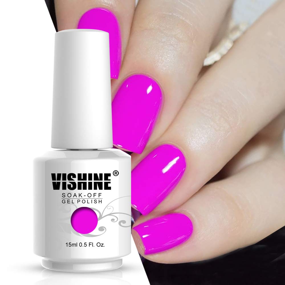 Vishine Nail Gel Polish - Long-Lasting Soak Off Nail Art | Magenta Purple 15ml (0.5 OZ)
