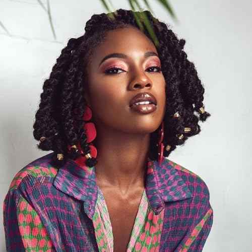 Marley Twist Braiding Hair 14 Inch Cuban Twist Hair 8 Packs Soft Marley Twist Hair Afro Kinky Twist Hair Extension(14 Inch, 1B)
