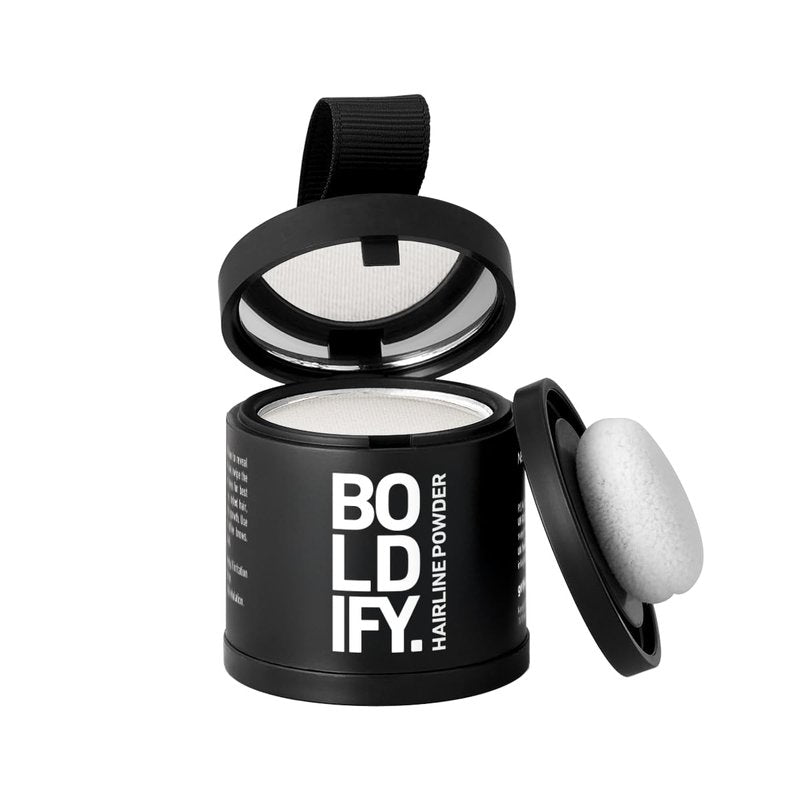 BOLDIFY Hairline Powder (LARGE, 10g) - Water-Resistant Root Touch Up Hair Color for Gray Coverage - 24-Hour Stain-Proof, Mess-Free Hair Powder for Thinning Hair - White
