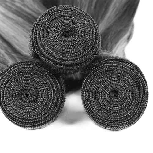 P1BGrey Bundles Highlight Body Wave Human Hair Bundles Ombre Gray Bundles 3 Bundles 18 18 18 Inch Two Tone Black Mixed With Foxy Silver Bundles Hair Weave