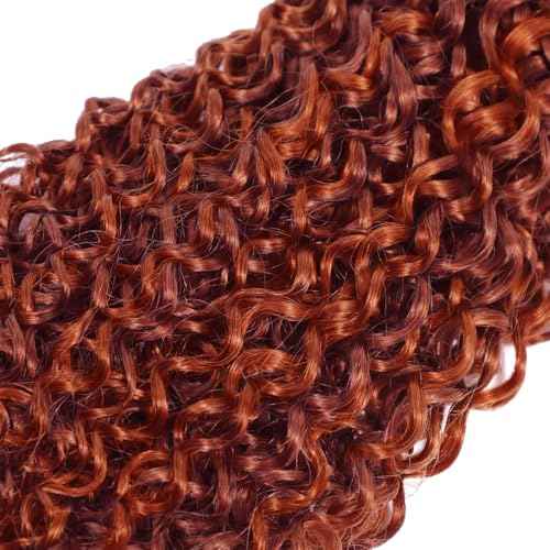 P33/350 Bundles Ombre Ginger Brown Kinky Curly Human Hair Bundle Two Tone Color 33 Auburn Mixed With Orange Bundle Highlight Copper 3 Bundles 16 18 20 Inch