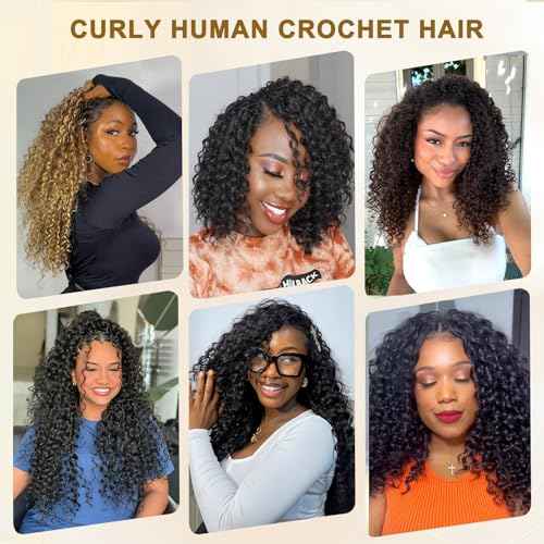 Curly Crochet Human Hair Knotless Pre Separated Human Crochet Hair Extensions for Braids Locs Gogo Curl Human Hair Natural Black Color 60g 50 Strands