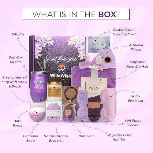 WILLOWISH 15 Pcs Self-Care Gifts for Women - Purple, Medium