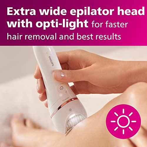 Philips Beauty Epilator Series 8000 5 in 1 Shaver for Women, Trimmer, Pedicure & Body Exfoliator + 9 Accessories, BRE740/14