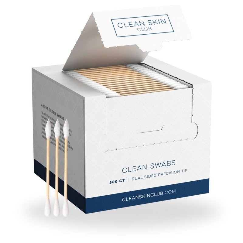 Clean Skin Club Clean Swabs - Biodegradable Organic Cotton & Bamboo | 500 Count for Makeup & Nail Polish Touch-ups