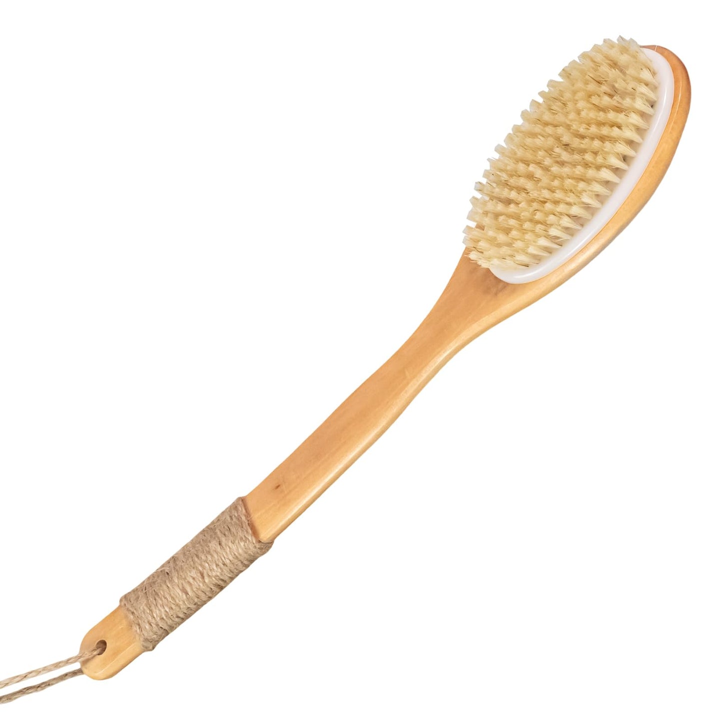 16.5 Inches Back Scrubber for Shower with Curved Long Handle,Wet&Dry Brushing Body Brush,Natural Bristles,Back Scrubber Bath Tool for Men & Women