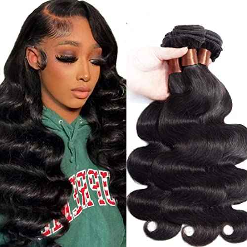Body Wave Human Hair 3 Bundles 14 16 18Inch Bundles Human Hair 100% Unprocessed Brazilian Virgin Human Hair Weave Bundles Body Wave Hair Extensions Natural Color Can Be Dyed