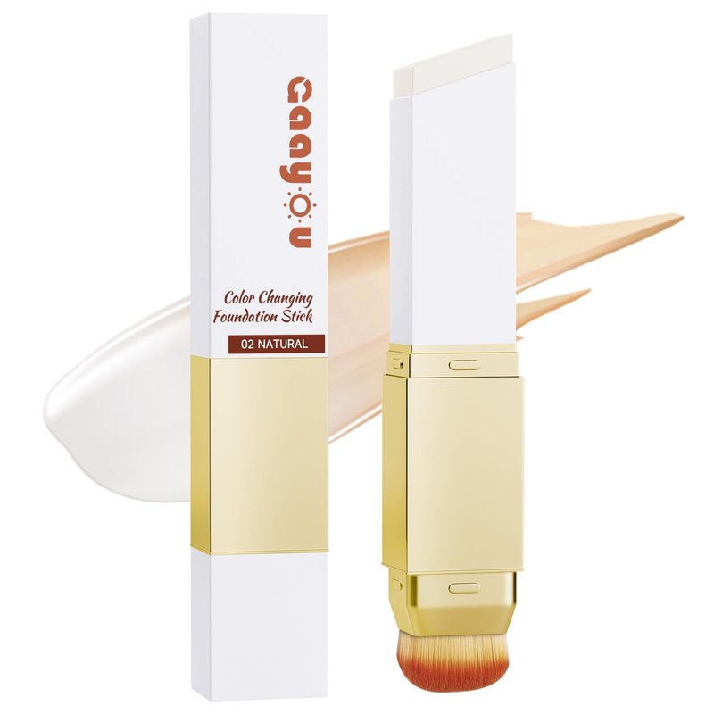 Blanc Cover Cream Stick, Korean Color-Changing Foundation Stick Full Coverage Base Concealer Makeup Dual-Ended with Detachable Brush for a Flawless Look (Natural)