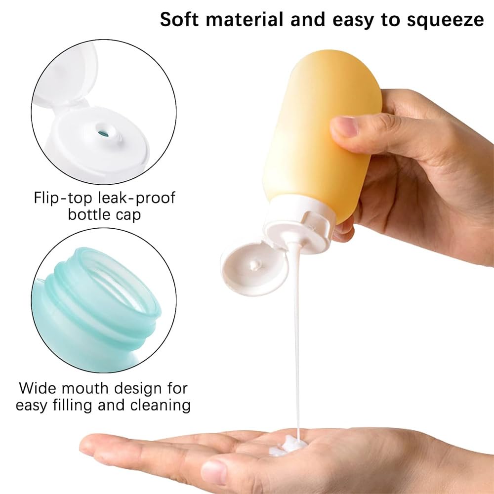 ZLSSETEC 12pack Travel Bottles for Toiletries, TSA Approved Travel Size Toiletries Containers, Travel Bottles Set with Labels Leakproof Squeezable Refillable Airplane Travel Accessories