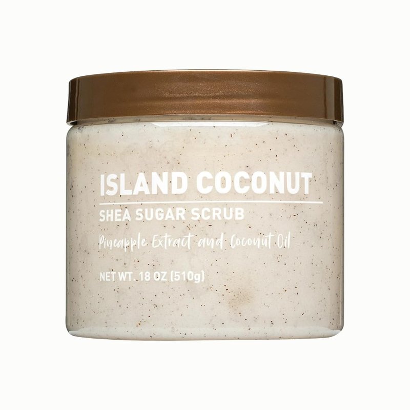 Island Coconut Body Scrub – Luxury Exfoliating Sugar Scrub for Soft, Glowing Skin – Hydrating Body Polish with Tropical Coconut Scent for Women, 18 oz
