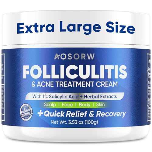 Folliculitis & Acne Treatment Cream ? Salicylic Acid & Herbal Extracts for Scalp, Face, Body & Back ? Soothes Irritated Skin, Redness & Itch Relief ? 100g (Pack of 1)